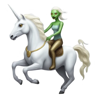 reptilian alien woman on a white unicorn sticker