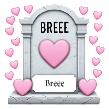 Headstone that says BREE’S DIGNITY with pink hearts sticker