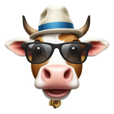 cow with sunglasses and a hat sticker