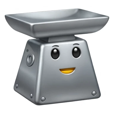 Silver anvil with face sticker