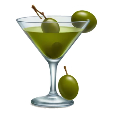 Olive martini with olives on pick sticker