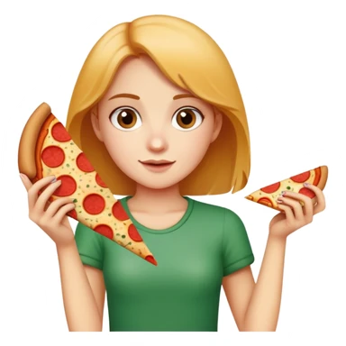 Girl holding pizza sticker