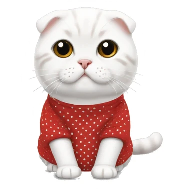 white Scottish fold with a red polka dot jumper sticker