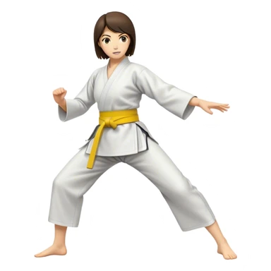 Brunette woman wearing yellow belt doing aikido  sticker