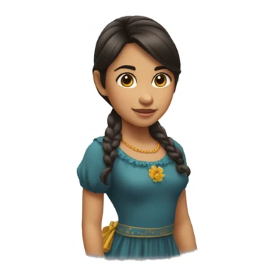 Niña morena pelo suelto sticker