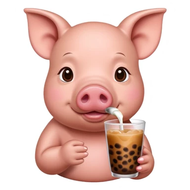 Pig drinking boba  sticker
