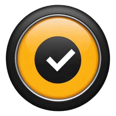 Black circle with a check mark on it sticker