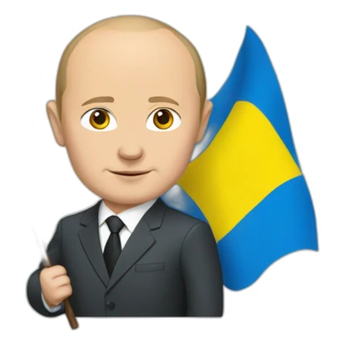 Putin with the Ukrainian flag sticker