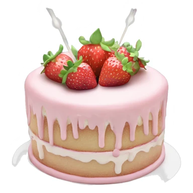 Light Pink strawberries and cream birthday cake  sticker