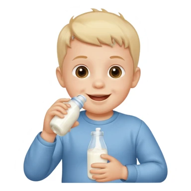 Baby boy and bottle milk sticker