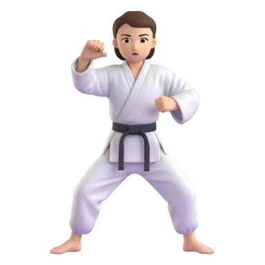 white-skinned adolescent with very short brown hair and brown eyes practicing martial arts sticker