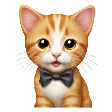 ginger kitten with a bow and shiny eyes and shiny nose sticker