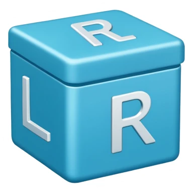 The letters LR in a blue box 2D sticker