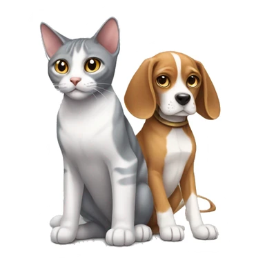 gray cat sphinx and beagle playing sticker