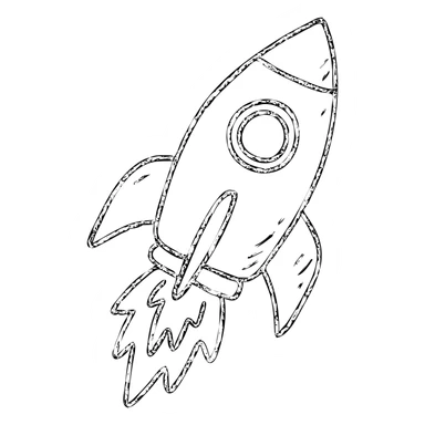 hand-drawn outlined rocket icon sticker