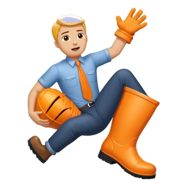 Giant orange boot stepping on an office worker  sticker