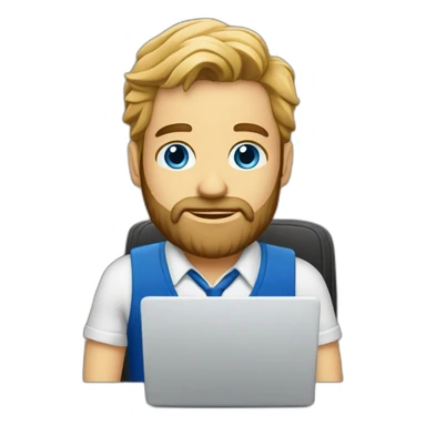 Ikea manager blue eyes beard with laptop sticker