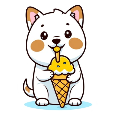 Dog eating icecre sticker