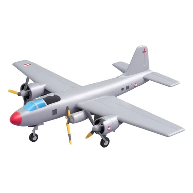3D cartoon style bomber airplane, fun design, platinum gray color, childlike proportions sticker