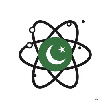Hand-drawn atom symbol with Pakistan flag colors sticker