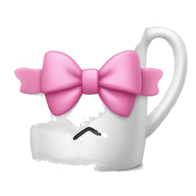 White mug with pink bow sticker
