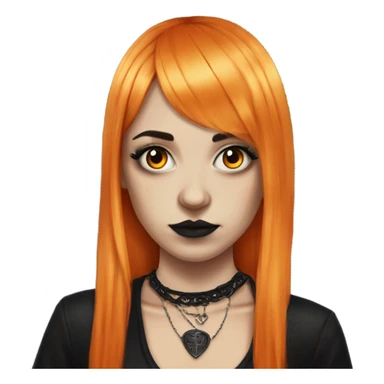 Goth girl tattoos and long orange hair and bangs sticker