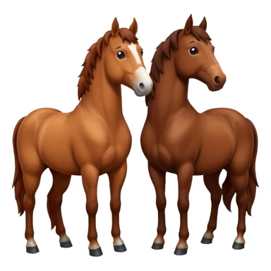 create an emoji of two horses one chestnut one a dark brown make them stand next to each other and look at each other  sticker