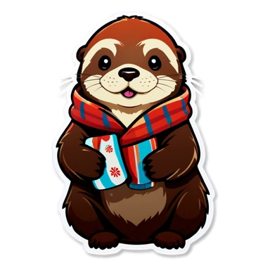 Otter with a blanket sticker