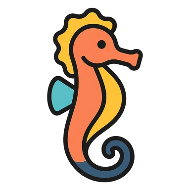 colored seahorse icon sticker