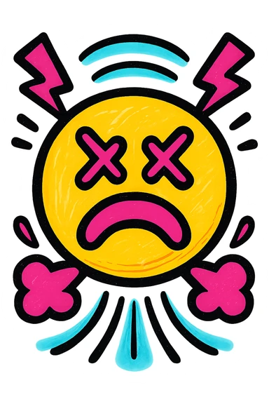 motion graphics emoji, dynamic shapes, vibrant colors, sense of movement, modern style sticker