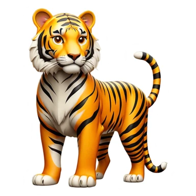 cinematic- noble-tiger-realistic-full-body-standing-emoji,-massive-striped-frame-exuding-power-and-grace,-bold-orange-fur-with-thick-black-stripes,-head-tilted-dramatically,-piercing-yellow-eyes-focused-intensely,-simplified-yet-realistic-focused-features,-highly-detailed,-glowing-with-an-almost-sarcastic-glow expressive eyes sticker