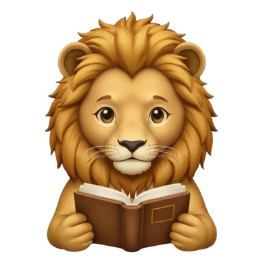 lion reading a book sticker