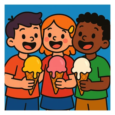 happy children with melting ice cream cones sticker