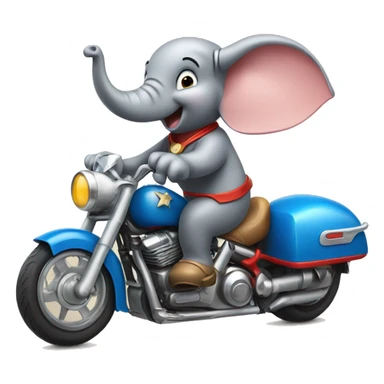 Dumbo riding a motorcycle  sticker