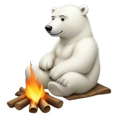 Polar bear sitting by a campfire sticker