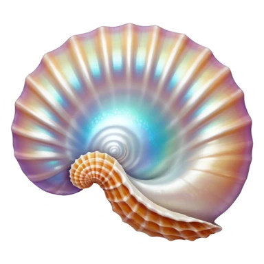 Shimmering pearl inside a glossy seashell sticker