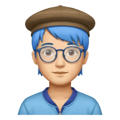chinese man blue haired and hat and glassess sticker