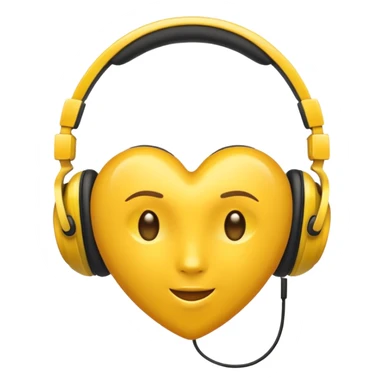 yellow heart with headphones sticker