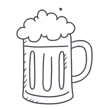 beer mug, sketchy and playful, hand drawn icon style sticker