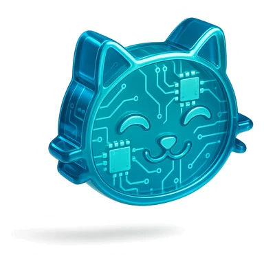 cat icon with glossy circuit style sticker