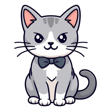 Gray tuxedo Cat with a mustache  sticker
