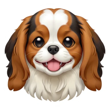 Cinematic Cute Yawning Tri-Colour Cavalier King Charles Spaniel Portrait Emoji, Head tilted slightly with a dramatic, wide-open yawn, soft tri-colour fur with balanced black, white, and tan markings, floppy ears slightly drooping, round brown eyes barely open in drowsy contentment, Simplified yet irresistibly adorable features, highly detailed, glowing with a soft, cozy glow, high shine, relaxed yet expressive, stylized with a touch of whimsy, bright and endearing, soft glowing outline, capturing the essence of a sleepy yet affectionate companion, so drowsy it feels like it could stretch right out of the screen and curl up for a nap! sticker