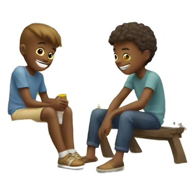 boys enjoying outdoor sunshine backyard  sticker