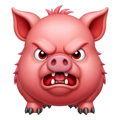 Pig emoji fused with red monster emoji sticker