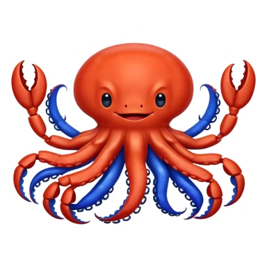 a red crab with two claws and a blue octopus are friends sticker