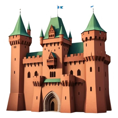 Cinematic Realistic Malbork Castle Landmark Emoji, depicted as an imposing medieval fortress rendered with rich detail and dramatic, historic lighting. sticker