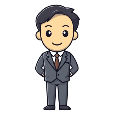 typical salesman wearing a suit with a friendly expression in sticker style sticker