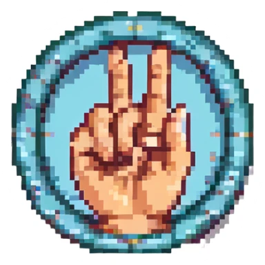 hand gesture representing 'ok', thumb and index finger forming a circle, pixel art style sticker