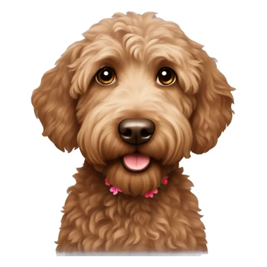 Brown labradoodle with a flower bandana sticker