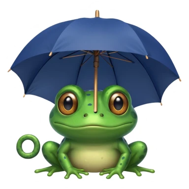 Frog hold dark blue umbrella sticker